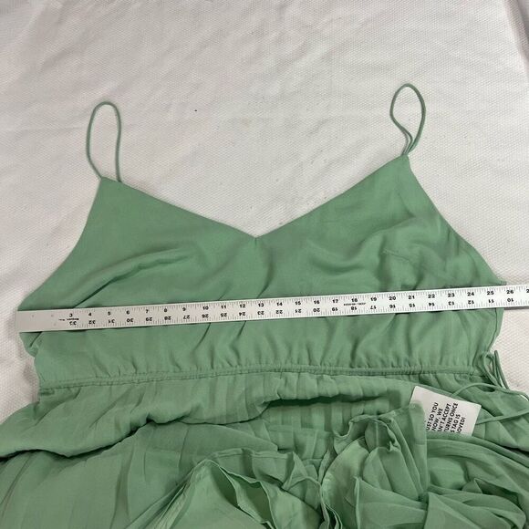 ASOS DESIGN Soft Green Pleated Cami Mini Dress w/ Drawstring Waist Sz 22 Women’s - Picture 9 of 11